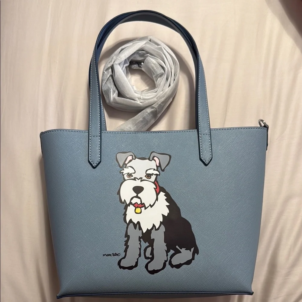 Stylish Blue Dog Print Tote Bag